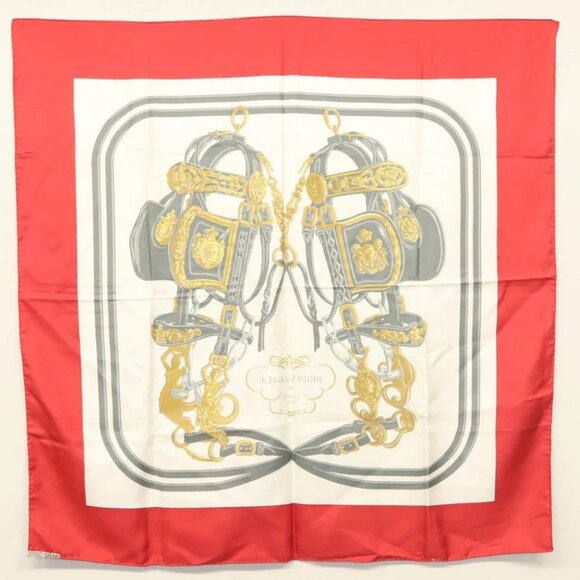 HERMES Carre 90 Scarf ""BRIDES de GALA"" Silk Red Auth fm4775 - Picture 1 of 16